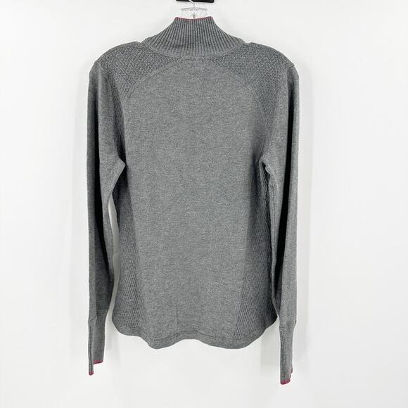 Eddie Bauer Gray Mock Neck Half Zip Pullover Knit Sweater Women's Size Medium - Picture 2 of 12